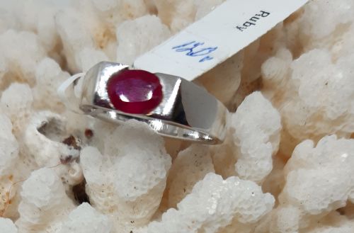 Silver ring with ruby