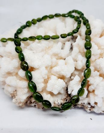 Silver necklace with green tourmaline